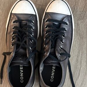 Converse Metallic Pewter Low Top Sneakers with Black Laces